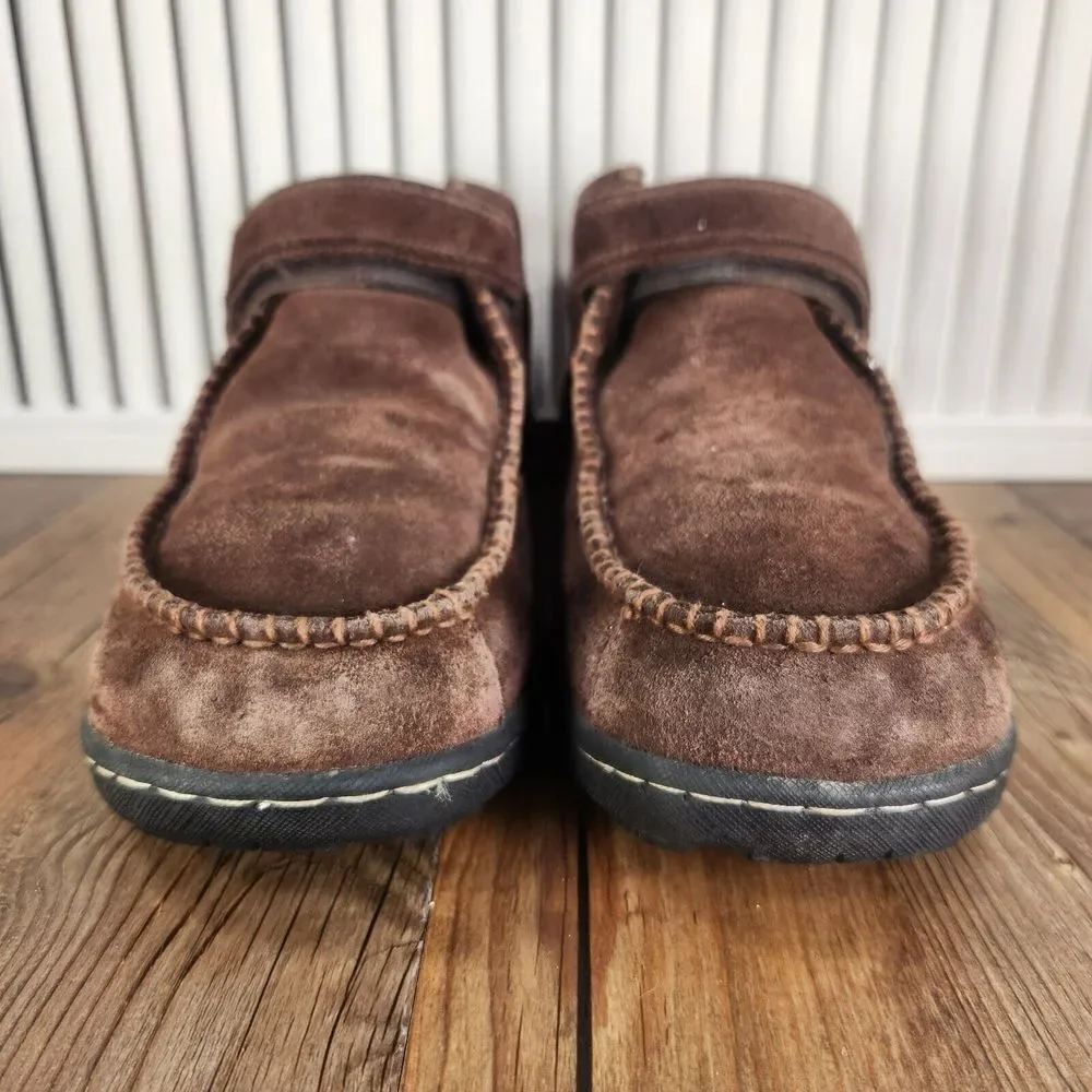 Jeffrey Fitzhugh Ankle Boots Mens 11.5 Brown Suede Moc Toe Faux Fur Lined Casual